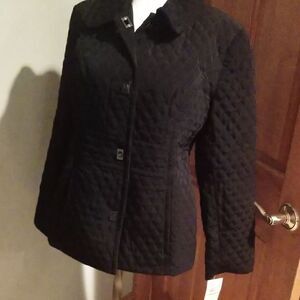 New Anne Klein Black Quilted Coat Size Small